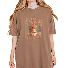 Quest Squad Broccoli Cat Fantasy Reader  Vintage Soft Unisex T-shirt Espresso