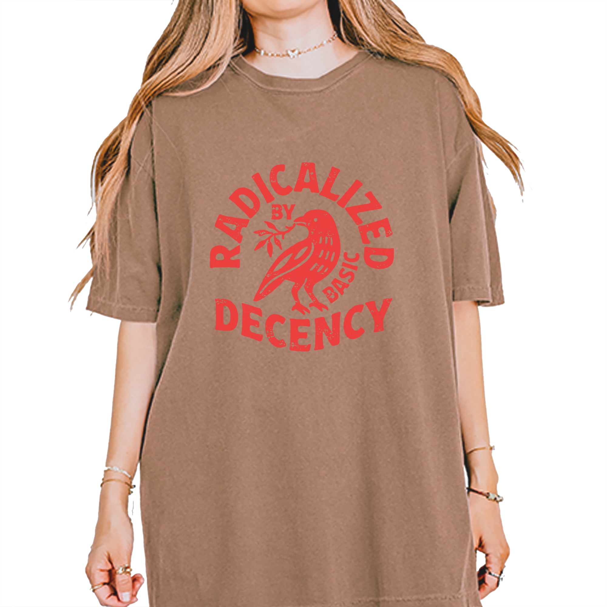 Radicalized by Basic Decency Dove Protest Statement Vintage Soft Unisex T-shirt Espresso