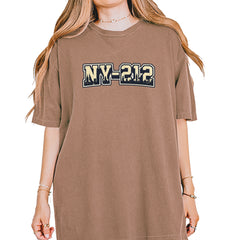 New York City 212 Area Code Skyline  Vintage Soft Unisex T-shirt Espresso