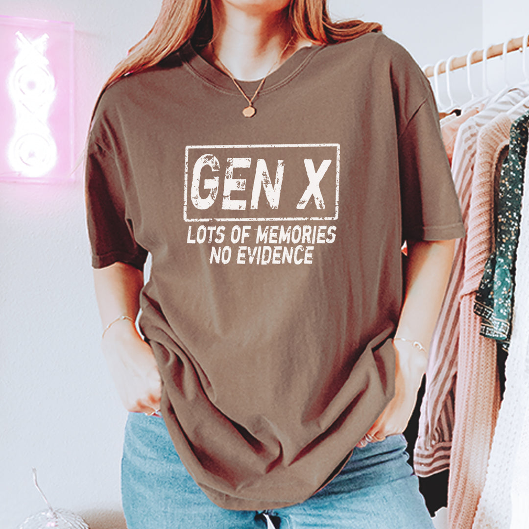 Gen X Lots of Memories No Evidence Nostalgia Vintage Soft Unisex T-shirt 