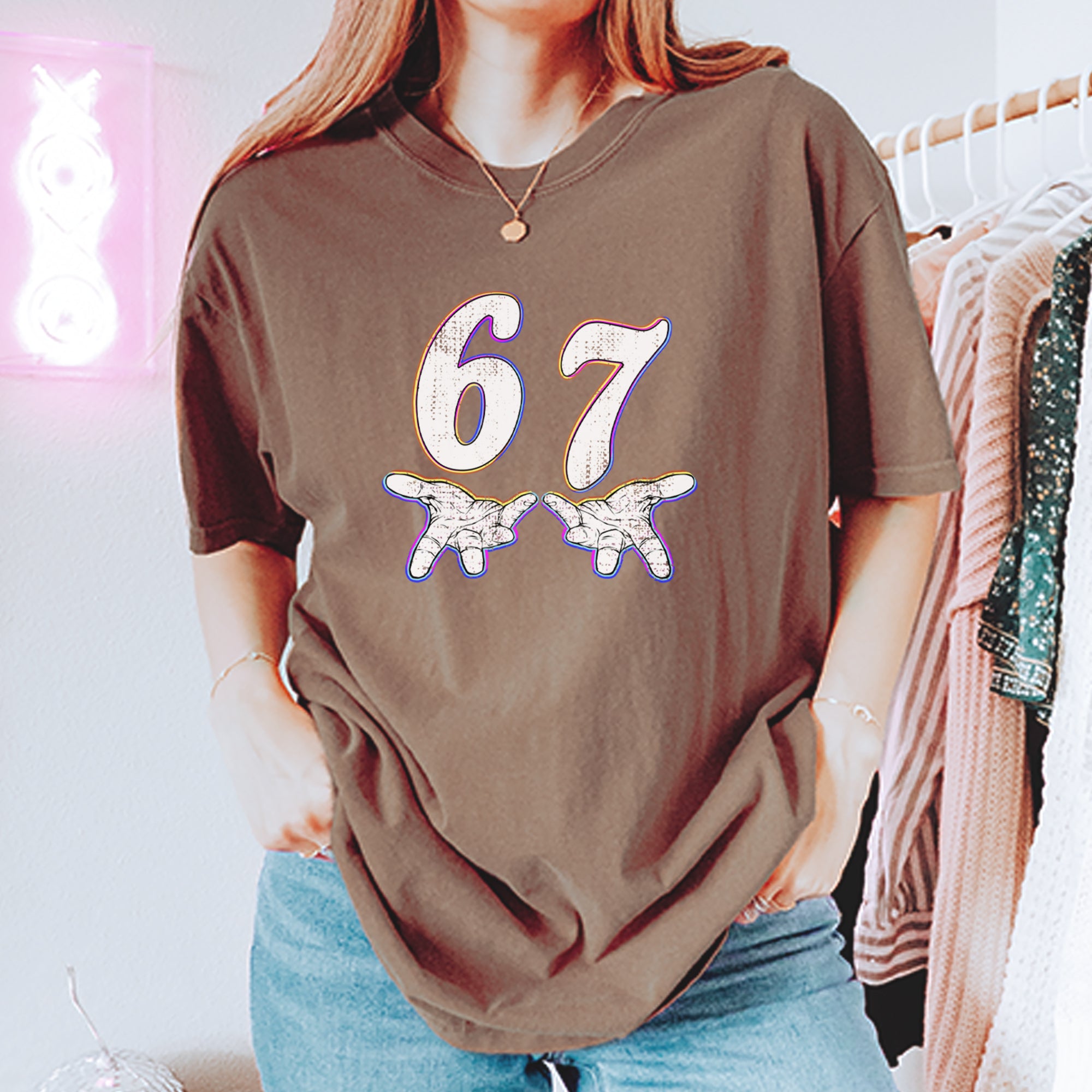 67 Hands Meme Viral Drill Vintage Soft Unisex T-shirt 