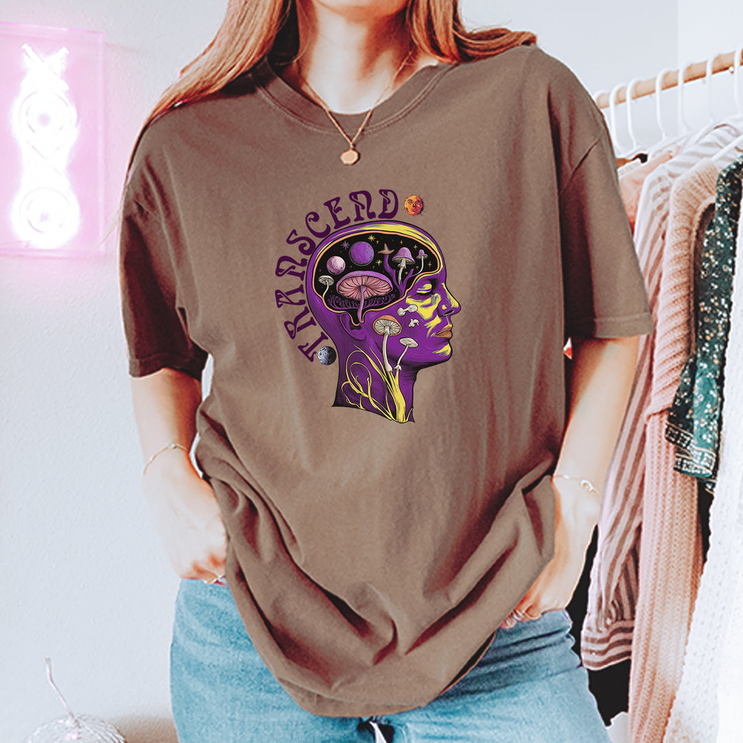 Psychedelic Cosmic Mushroom Head Vintage Soft Unisex T-shirt 