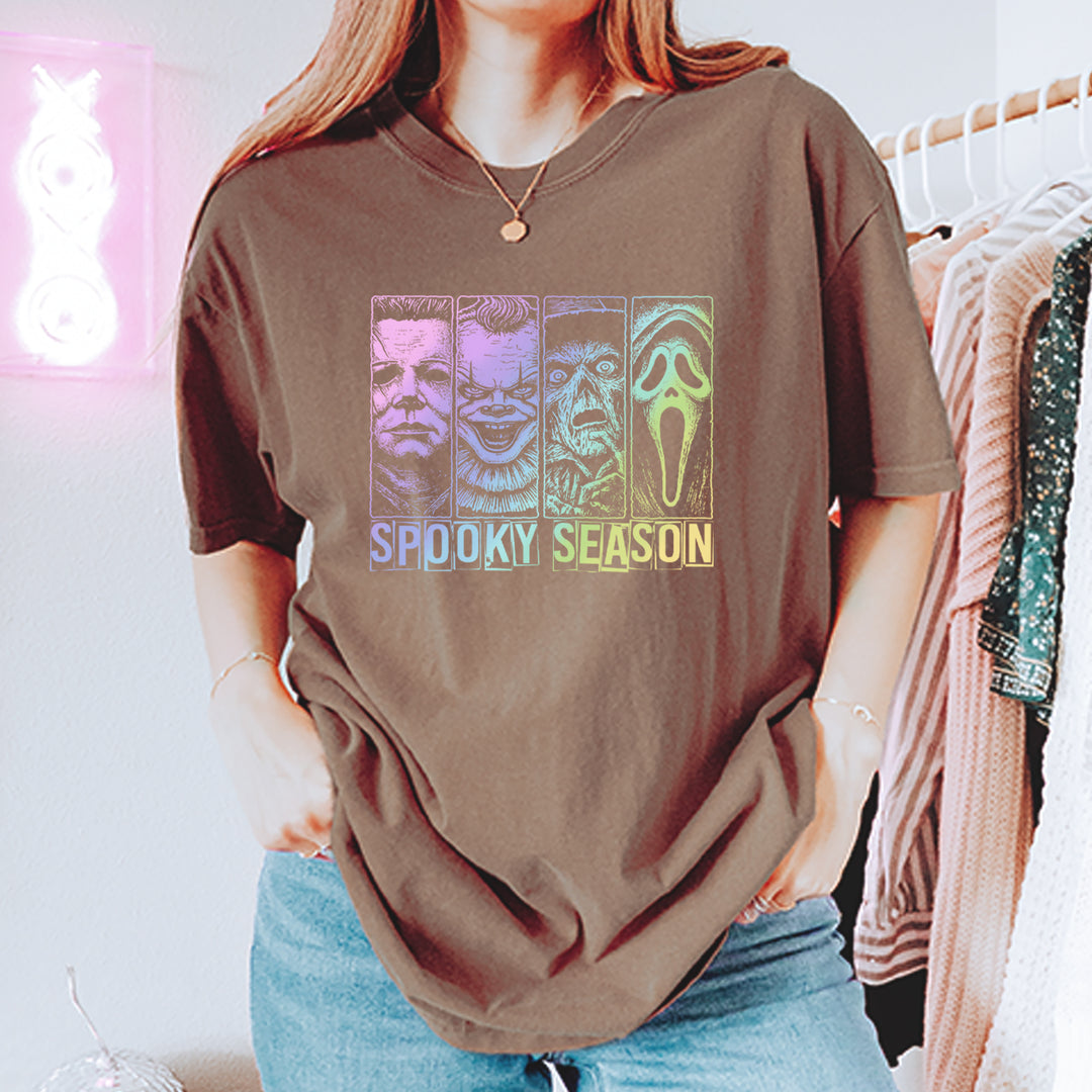 Spooky Season Horror Icons Halloween Vintage Soft Unisex T-shirt 