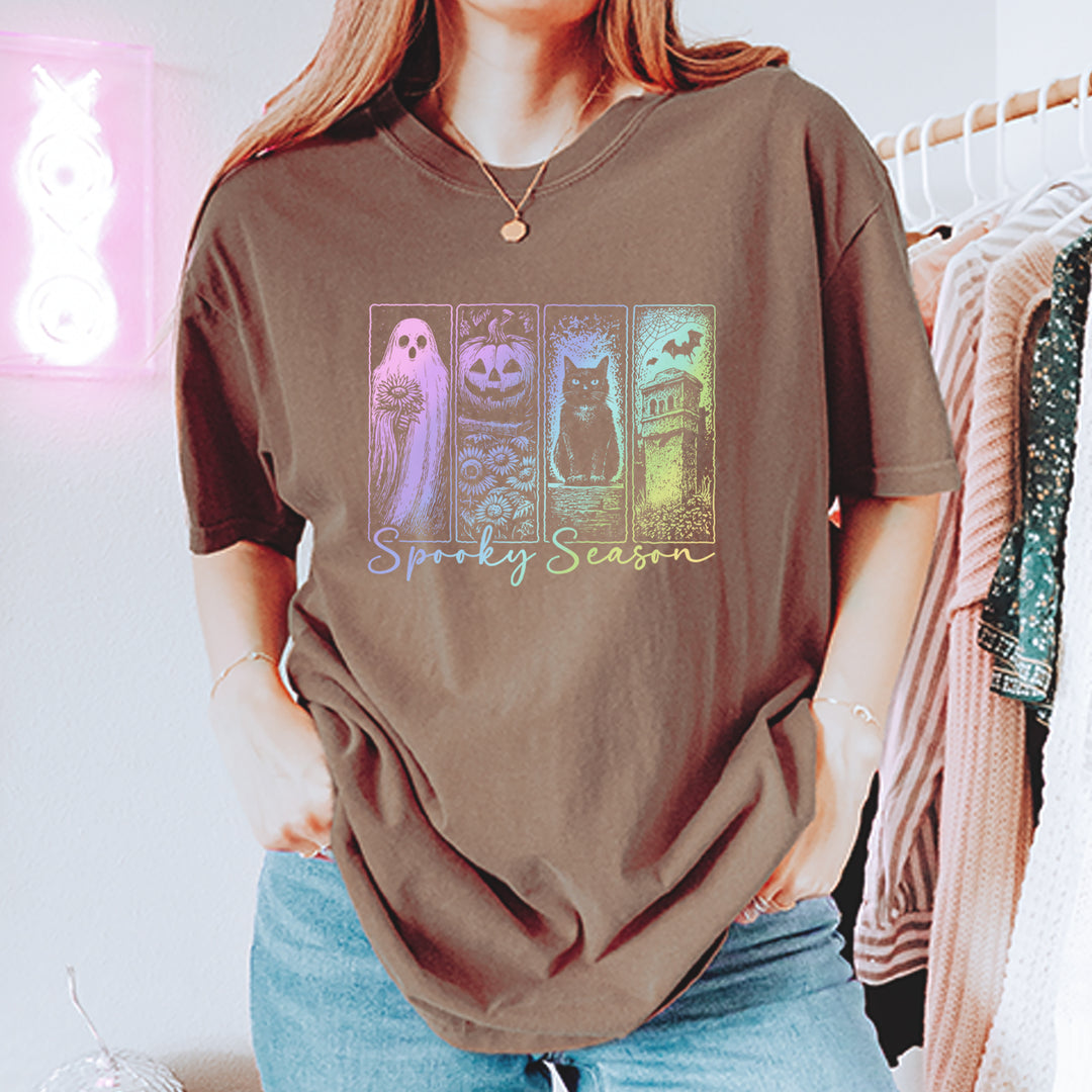 Spooky Season Cute Pastel Halloween Design Vintage Soft Unisex T-shirt 
