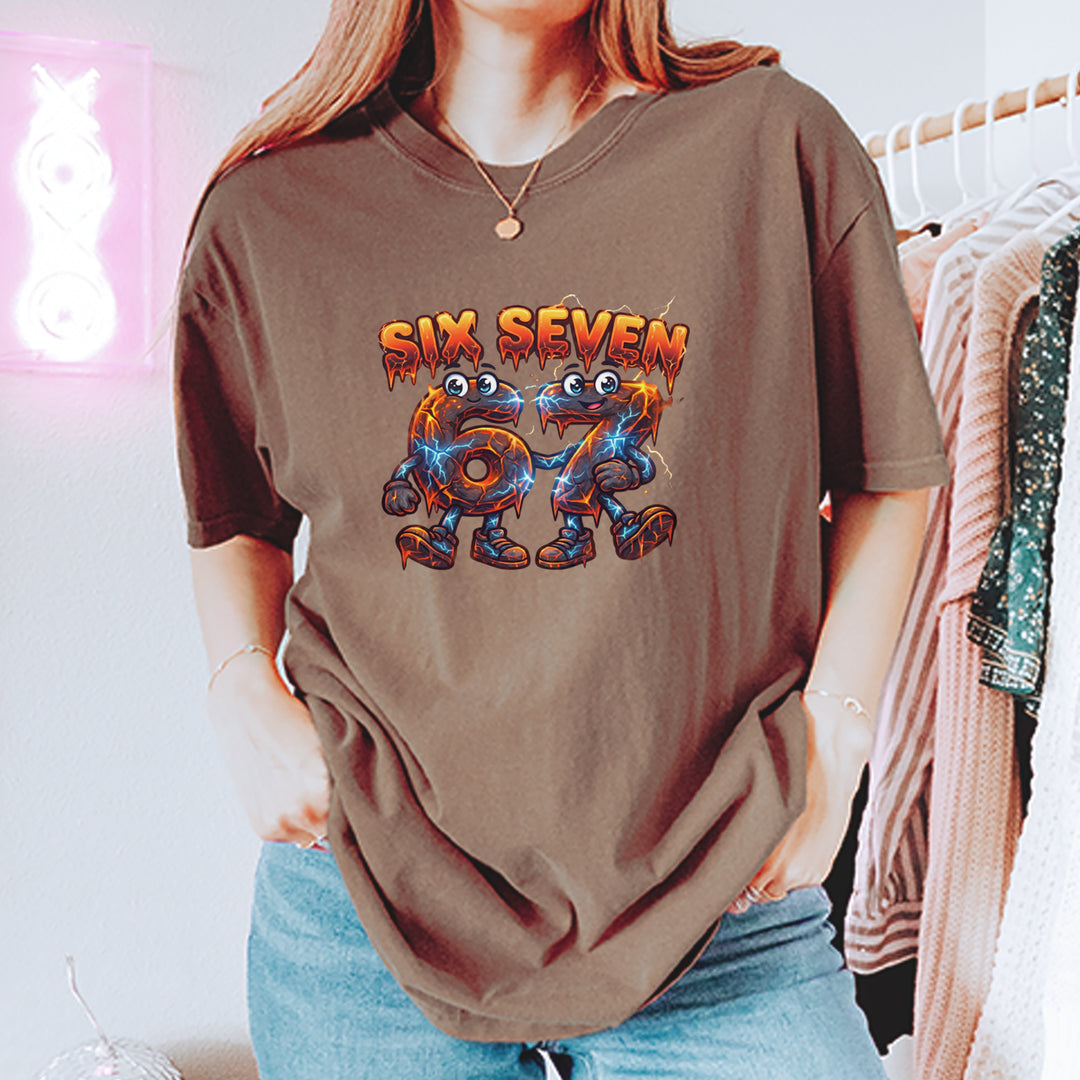 67 Lava Lightning Six Seven Meme Vintage Soft Unisex T-shirt 
