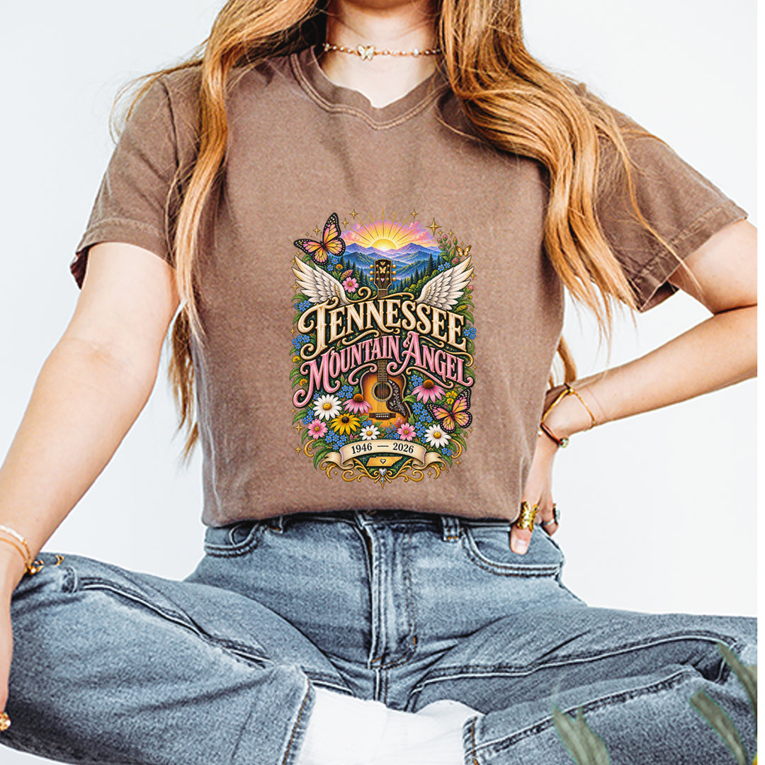 Tennessee Mountain Angel Wings Dolly Vintage Soft Unisex T-shirt 