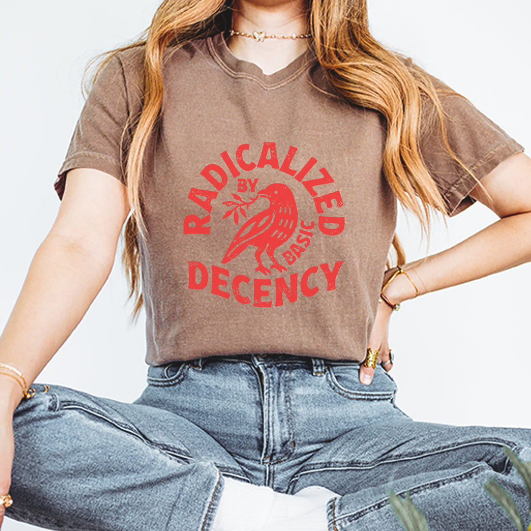 Radicalized by Basic Decency Dove Protest Statement Vintage Soft Unisex T-shirt 