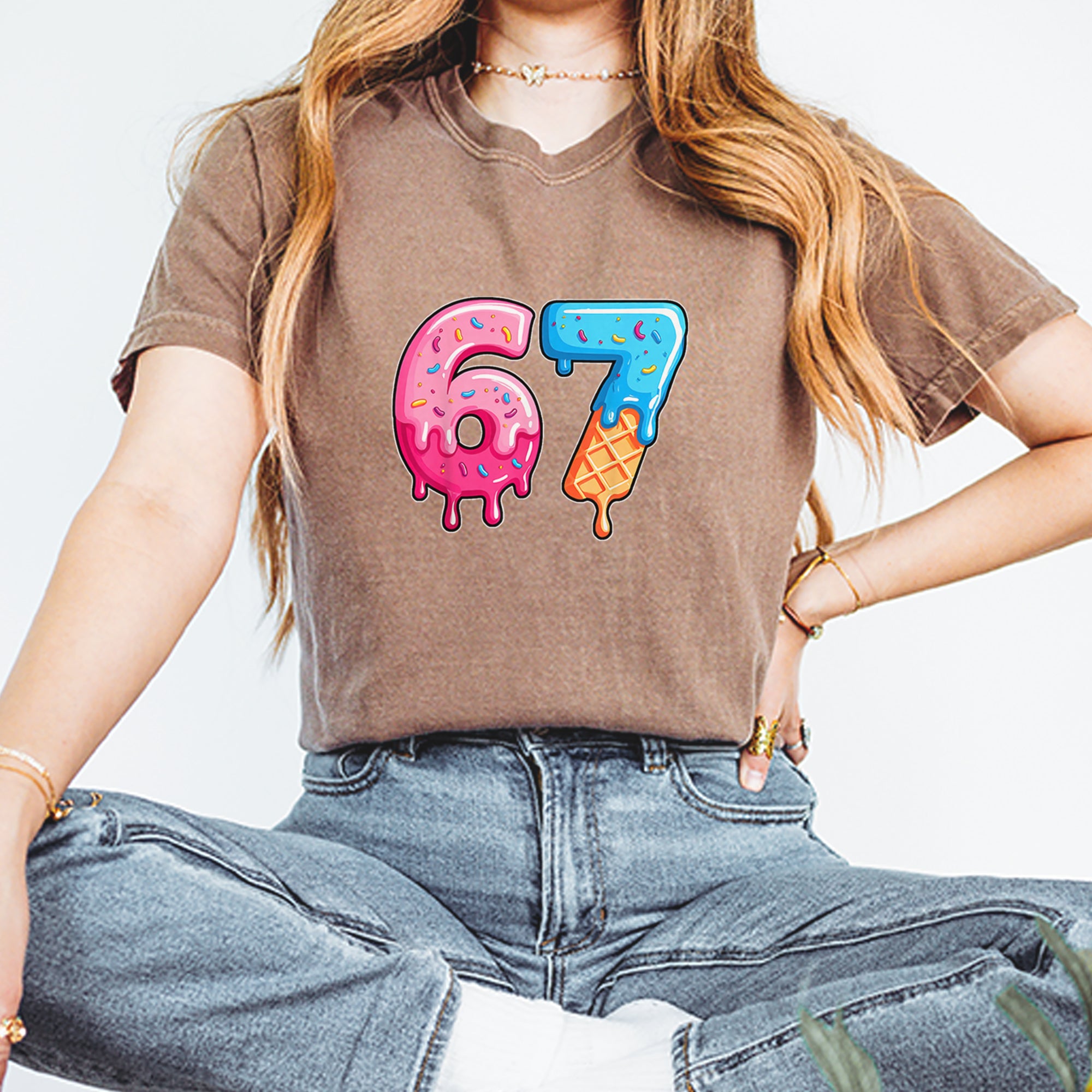 67 Dripping Ice Cream Donut Melt Vintage Soft Unisex T-shirt 