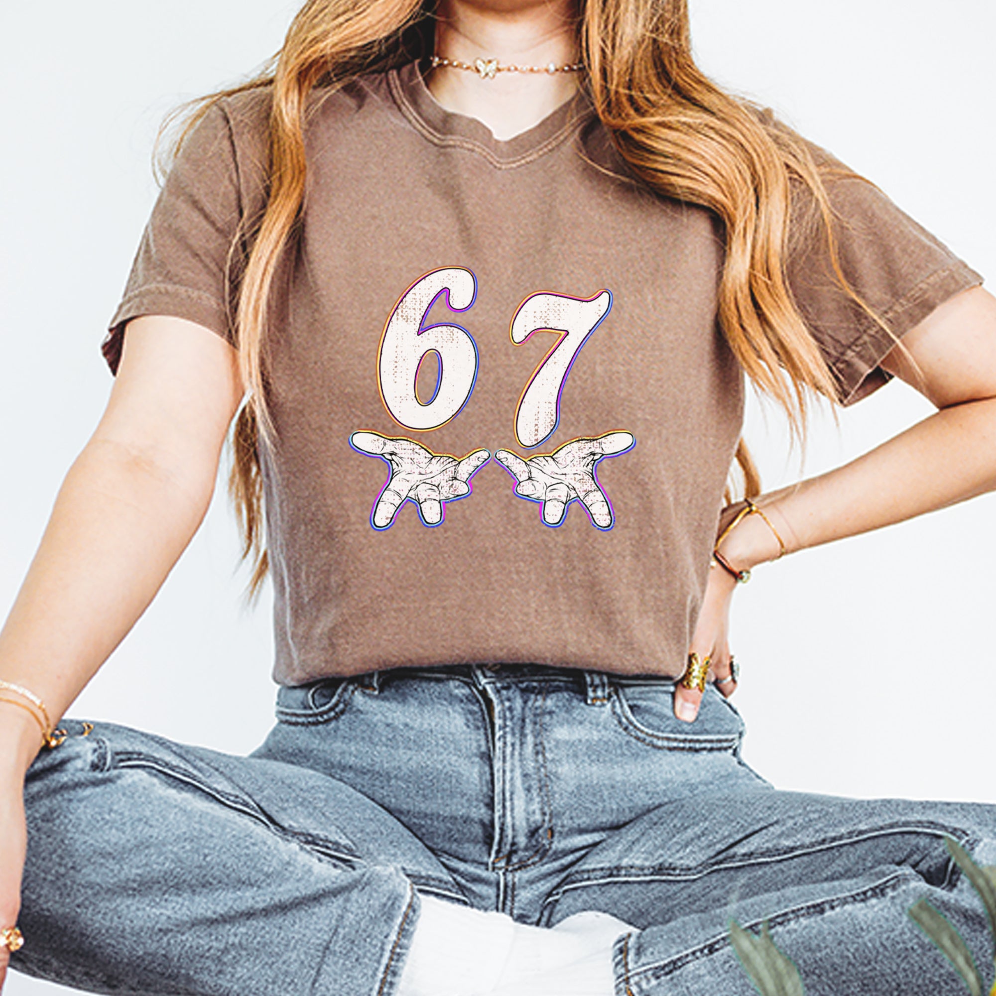 67 Hands Meme Viral Drill Vintage Soft Unisex T-shirt 