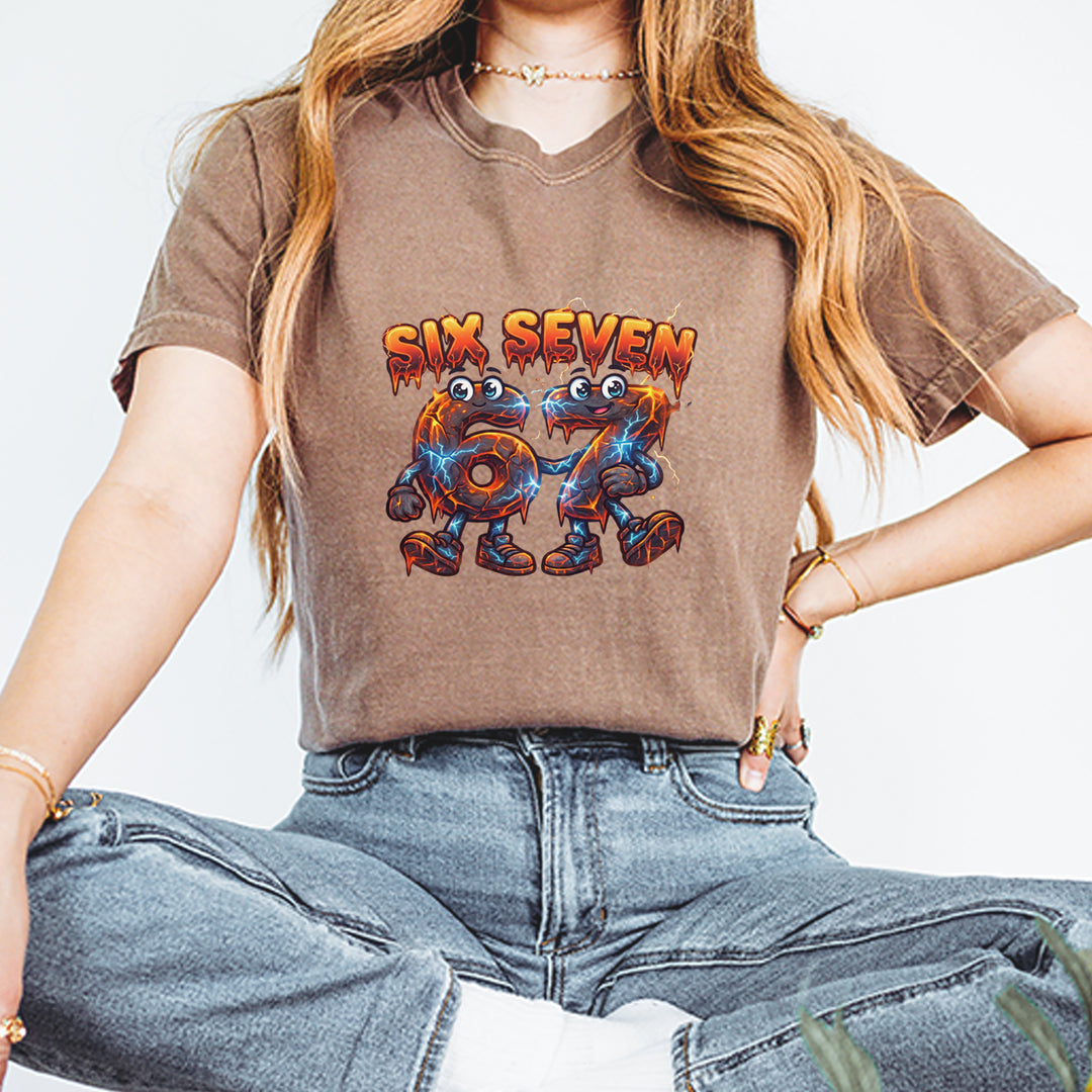 67 Lava Lightning Six Seven Meme Vintage Soft Unisex T-shirt 