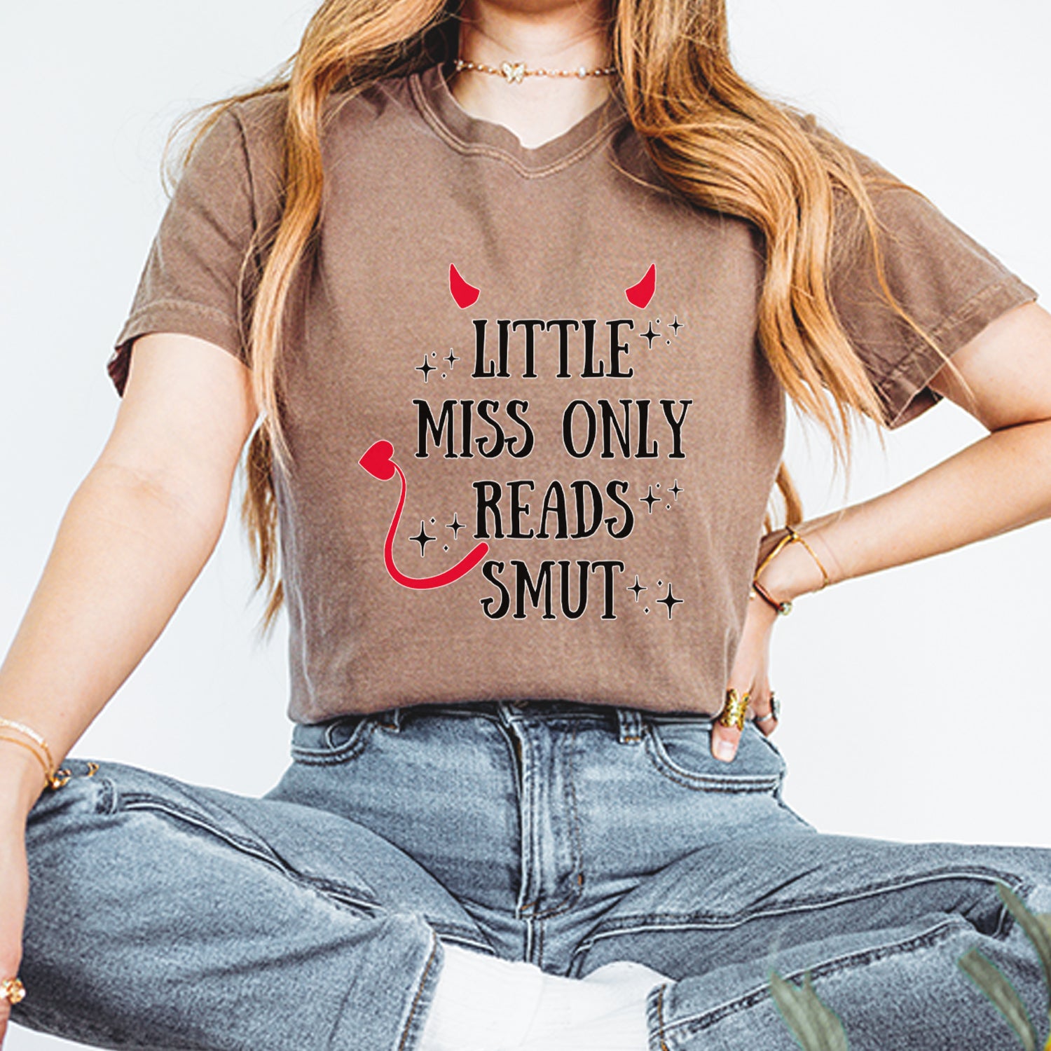 Little Miss Only Reads Smut Devilish Vintage Soft Unisex T-shirt 