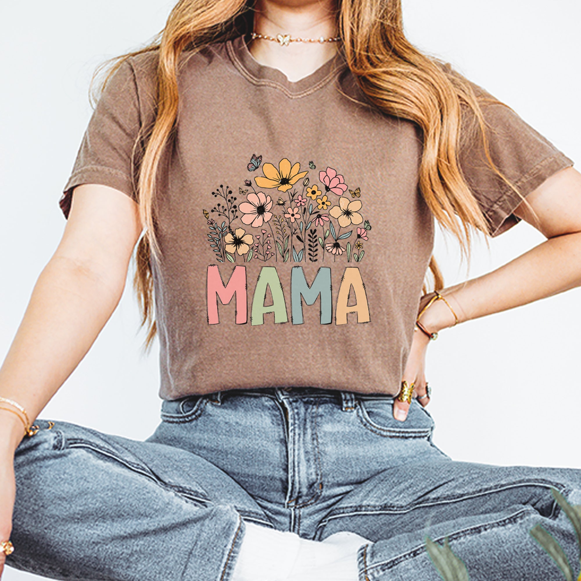 Mama Wildflower Retro Flower Vintage Soft Unisex T-shirt 