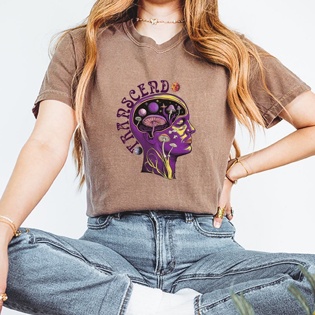 Psychedelic Cosmic Mushroom Head Vintage Soft Unisex T-shirt 