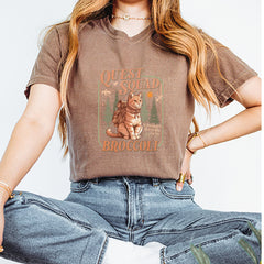 Quest Squad Broccoli Cat Fantasy Reader  Vintage Soft Unisex T-shirt 
