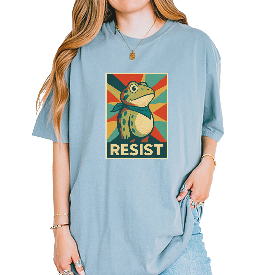 Resist Portland Protest Frog Vintage Soft Unisex T-shirt Ice Blue