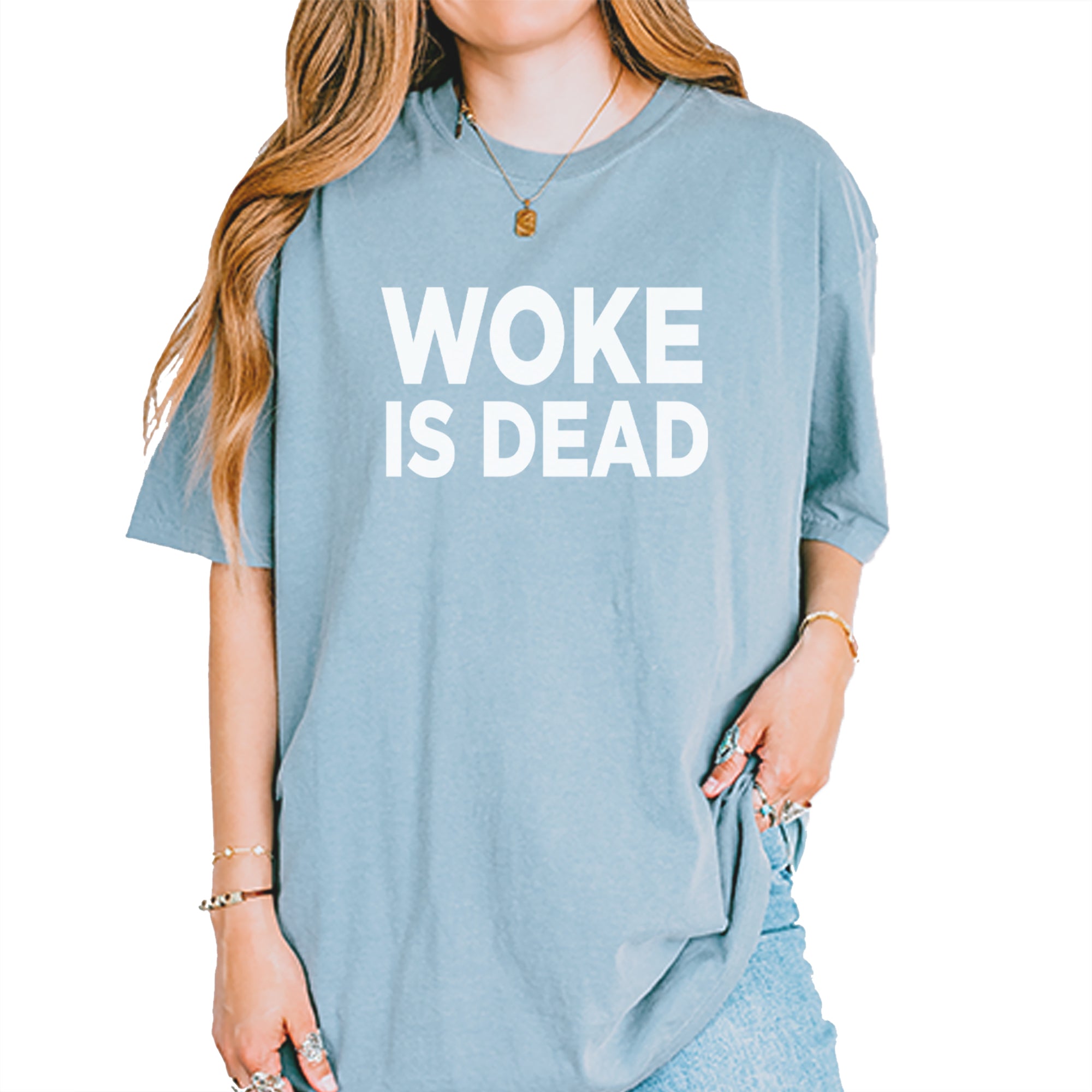 Woke Is Dead Satire Vintage Soft Unisex T-shirt Ice Blue