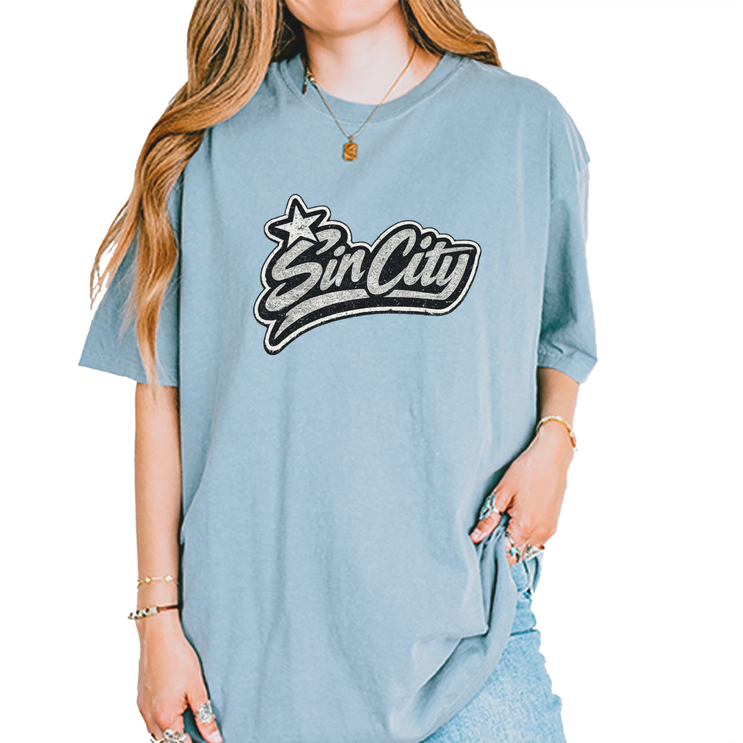 Sin City Vegas Retro Vintage Vintage Soft Unisex T-shirt Ice Blue