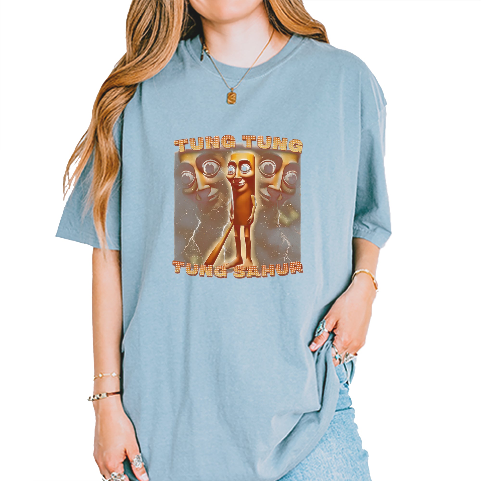 Tung Tung Tung Sahur Enforcer Vintage Soft Unisex T-shirt Ice Blue