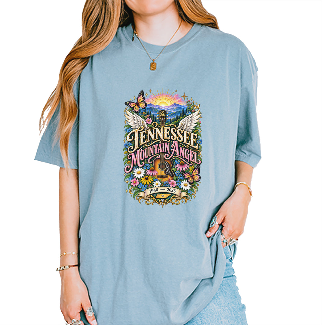 Tennessee Mountain Angel Wings Dolly Vintage Soft Unisex T-shirt Ice Blue