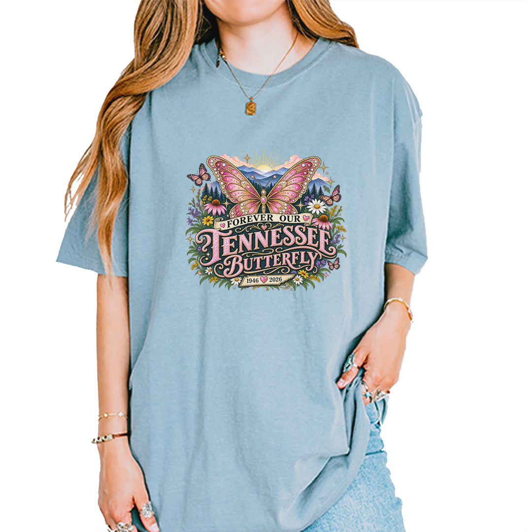 Forever Our Tennessee Butterfly Dolly Vintage Soft Unisex T-shirt Ice Blue
