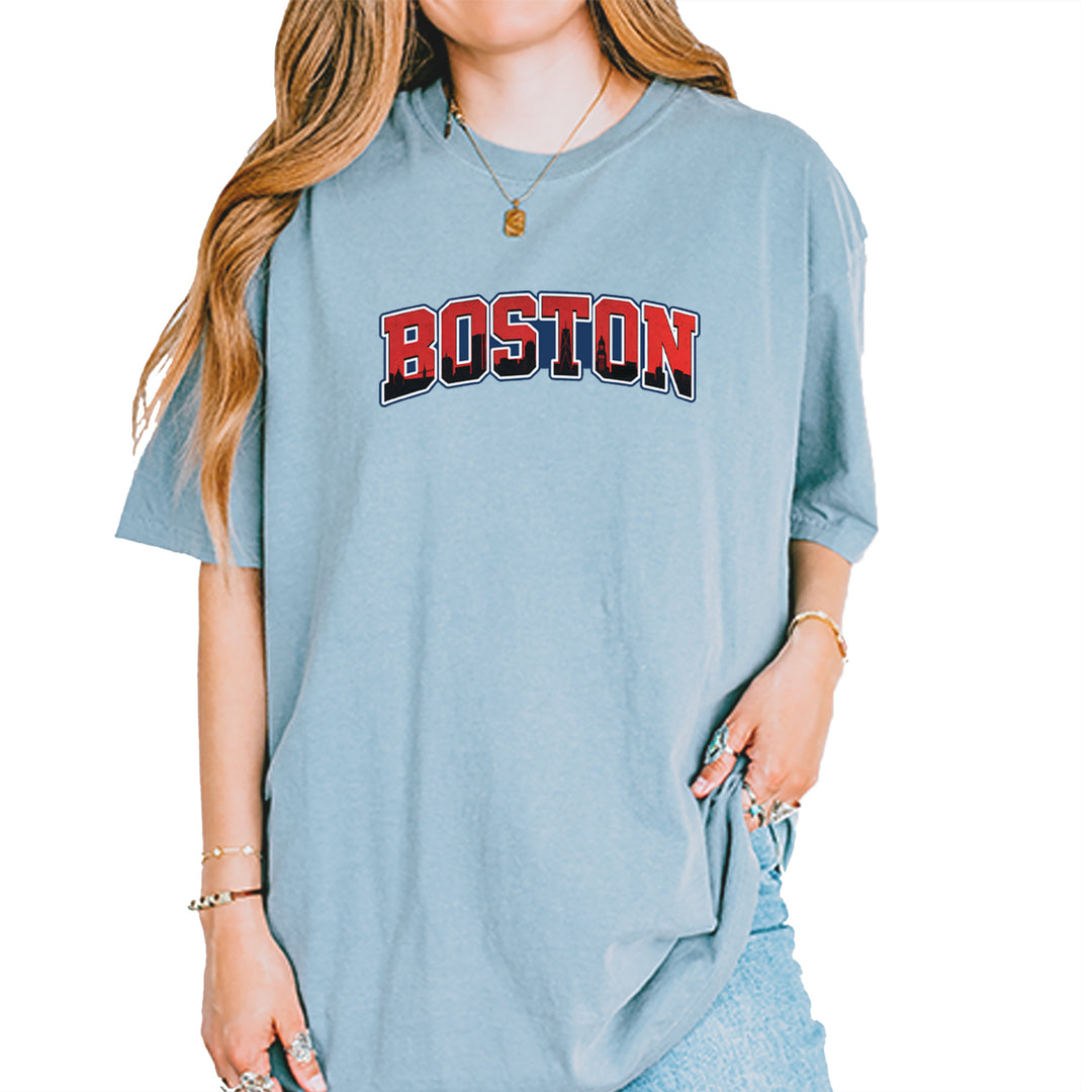 Boston City Pride Skyline Vintage Soft Unisex T-shirt Ice Blue