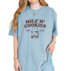 Milf And Cookies graphic on Garment-Dyed Heavyweight Unisex T-Shirt in Ice Blue