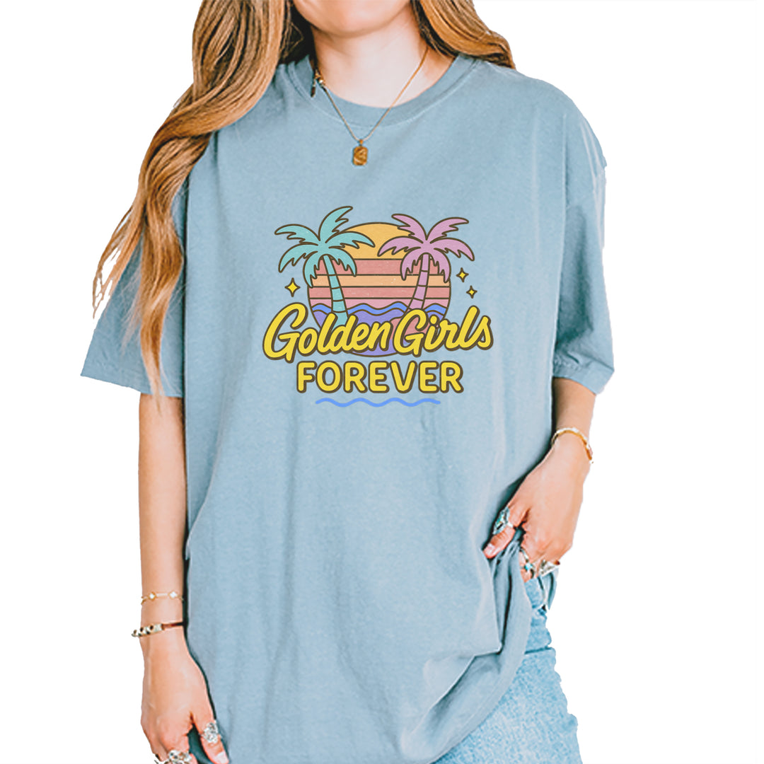 Golden Girls Forever Retro Sunset Vintage Soft Unisex T-shirt Ice Blue