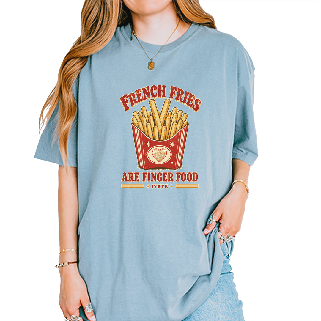 French Fries Are Finger Food IYKYK Vintage Soft Unisex T-shirt Ice Blue