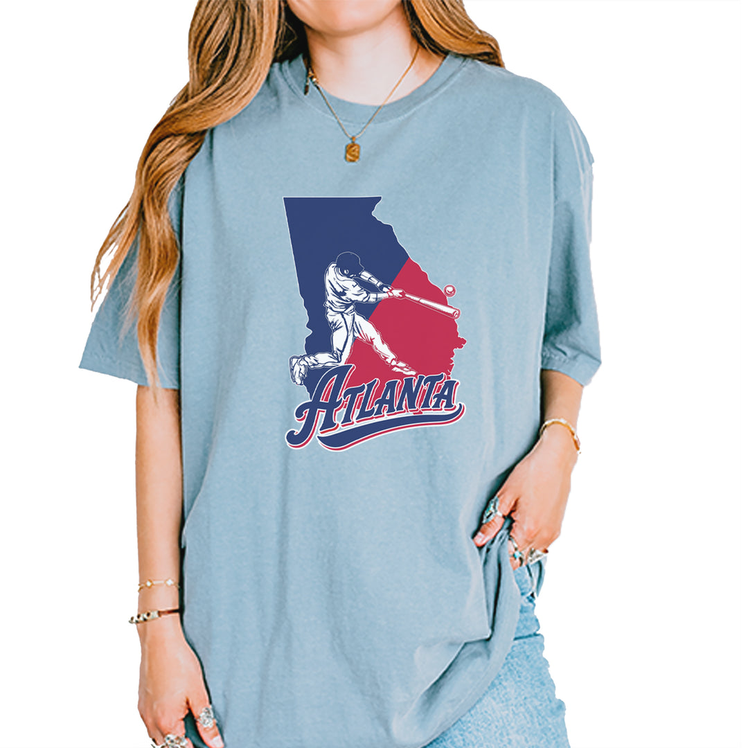 Atlanta Georgia Batter Up Vintage Soft Unisex T-shirt Ice Blue