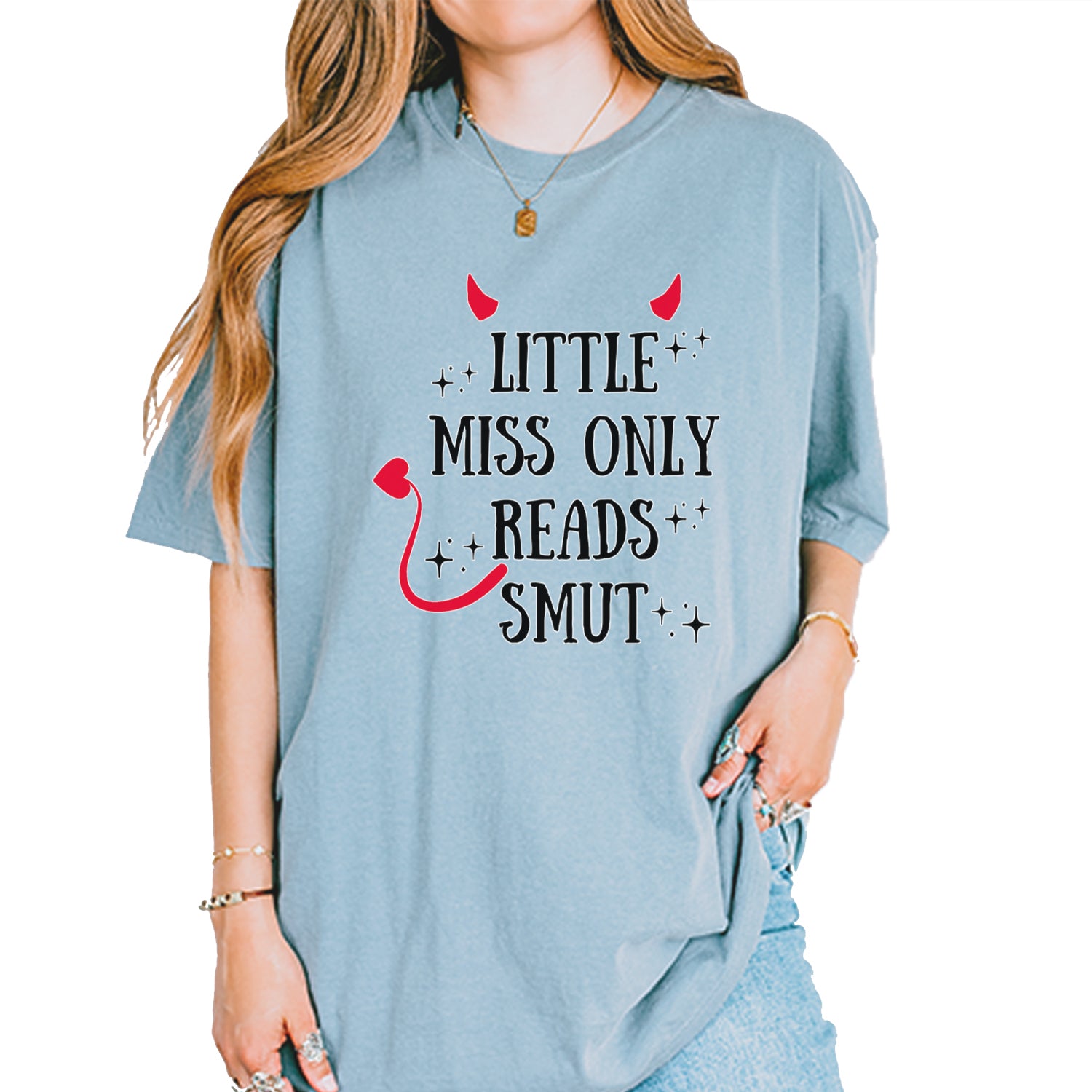 Little Miss Only Reads Smut Devilish Vintage Soft Unisex T-shirt Ice Blue