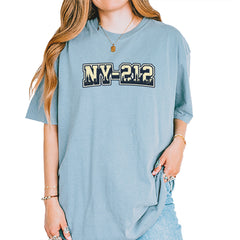 New York City 212 Area Code Skyline  Vintage Soft Unisex T-shirt Ice Blue
