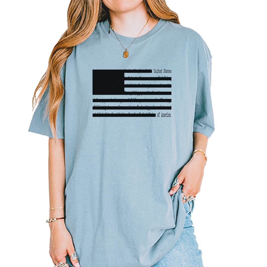 Redacted American Flag Vintage Soft Unisex T-shirt Ice Blue