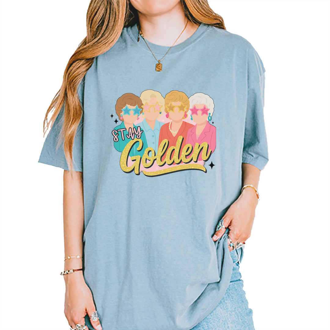 Stay Golden Girls Retro Vintage Soft Unisex T-shirt Ice Blue
