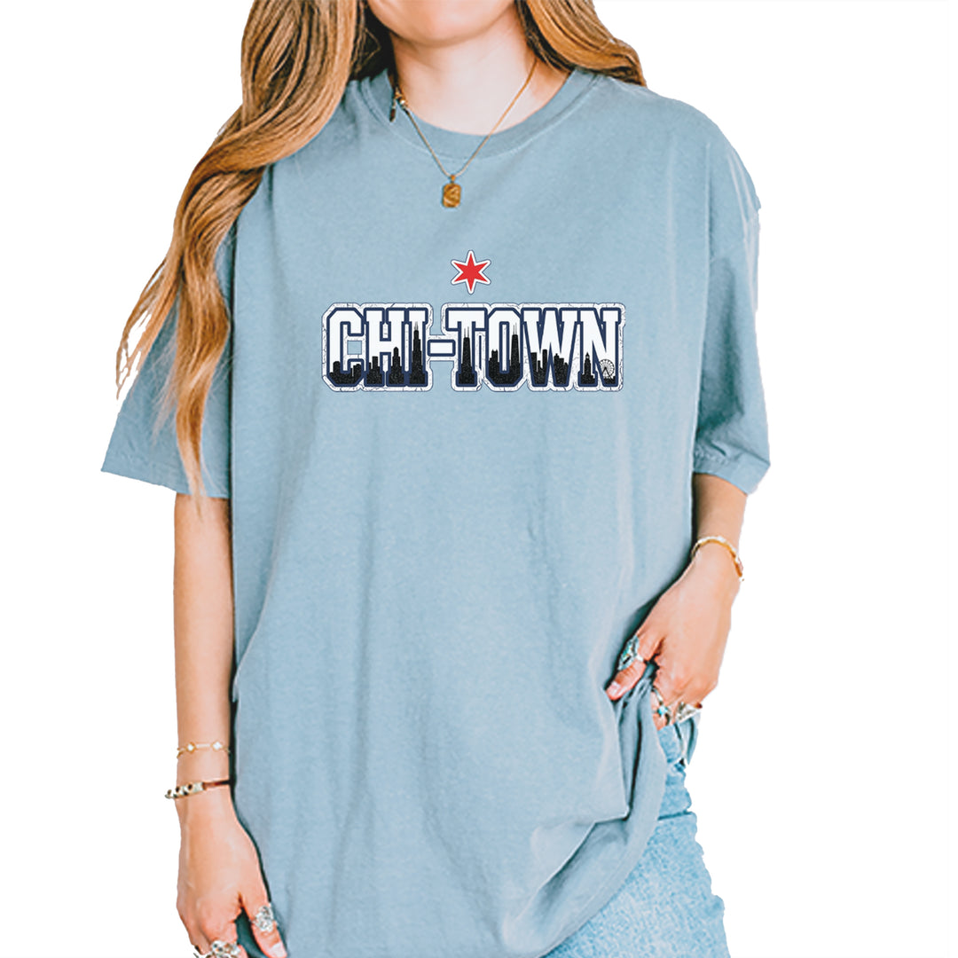 Chicago Chi-Town City Pride Vintage Soft Unisex T-shirt Ice Blue