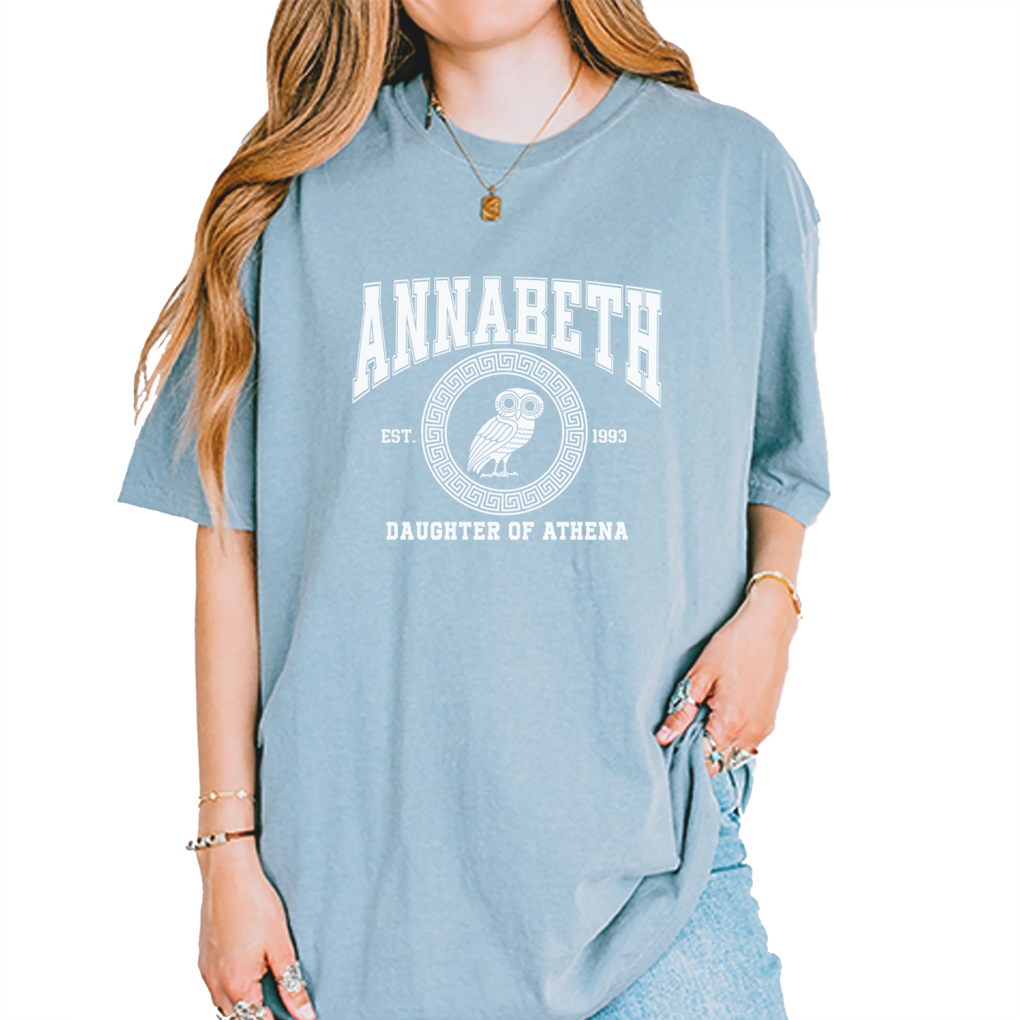 Annabeth Daughter of Athena Owl Wisdom Vintage Soft Unisex T-shirt Ice Blue