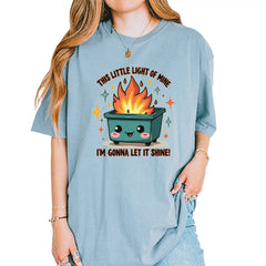 This Little Light of Mine Dumpster Fire Smile Face Vintage Soft Unisex T-shirt Ice Blue