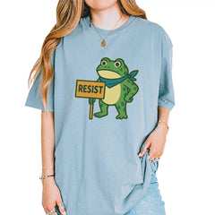 Sign Resist Meme Frog Protest Vintage Soft Unisex T-shirt Ice Blue