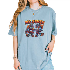 67 Lava Lightning Six Seven Meme Vintage Soft Unisex T-shirt Ice Blue