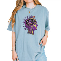 Psychedelic Cosmic Mushroom Head Vintage Soft Unisex T-shirt Ice Blue