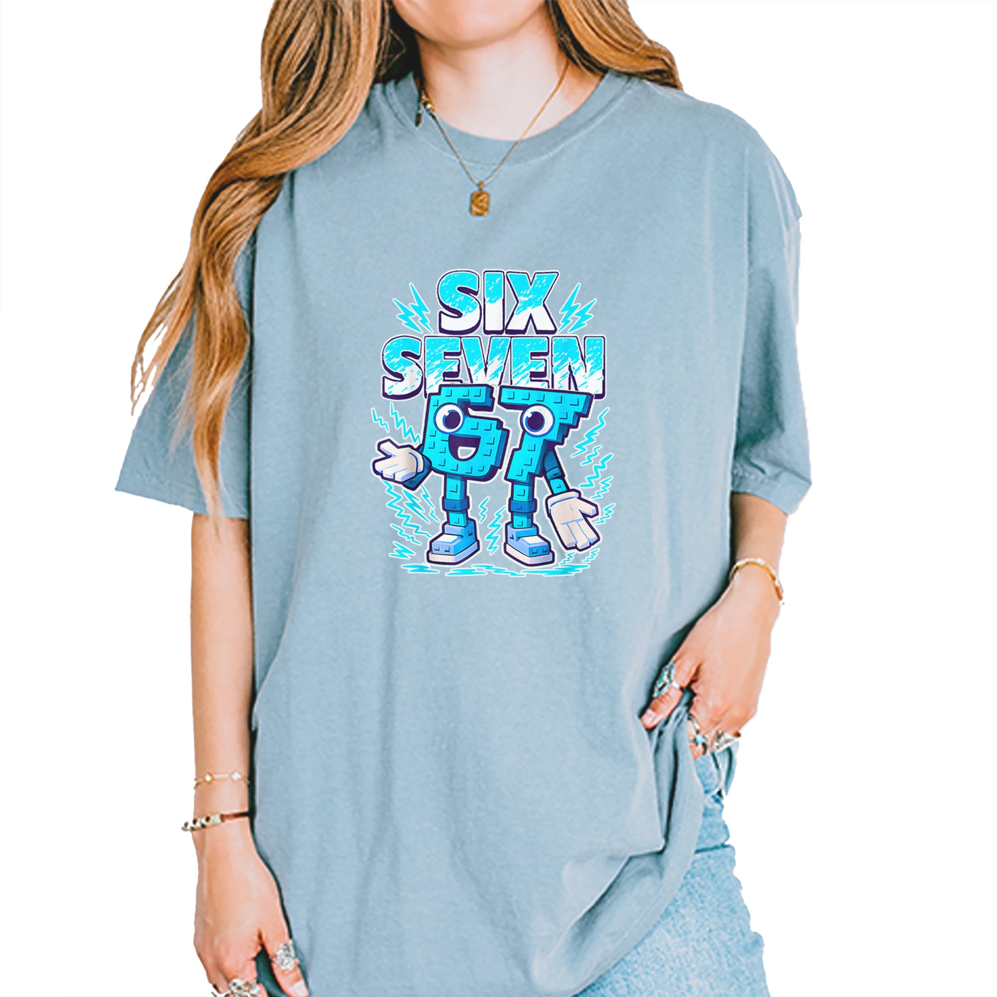 67 Brainrot Meme Slang Vintage Soft Unisex T-shirt Ice Blue