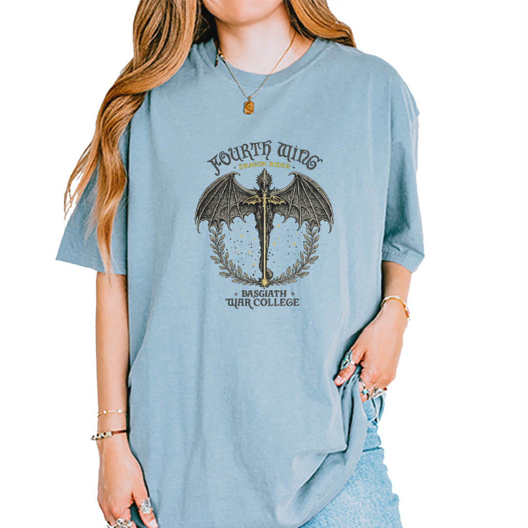 Fourth Wing Dragon Rider Vintage Basgiath War College Vintage Soft Unisex T-shirt Ice Blue