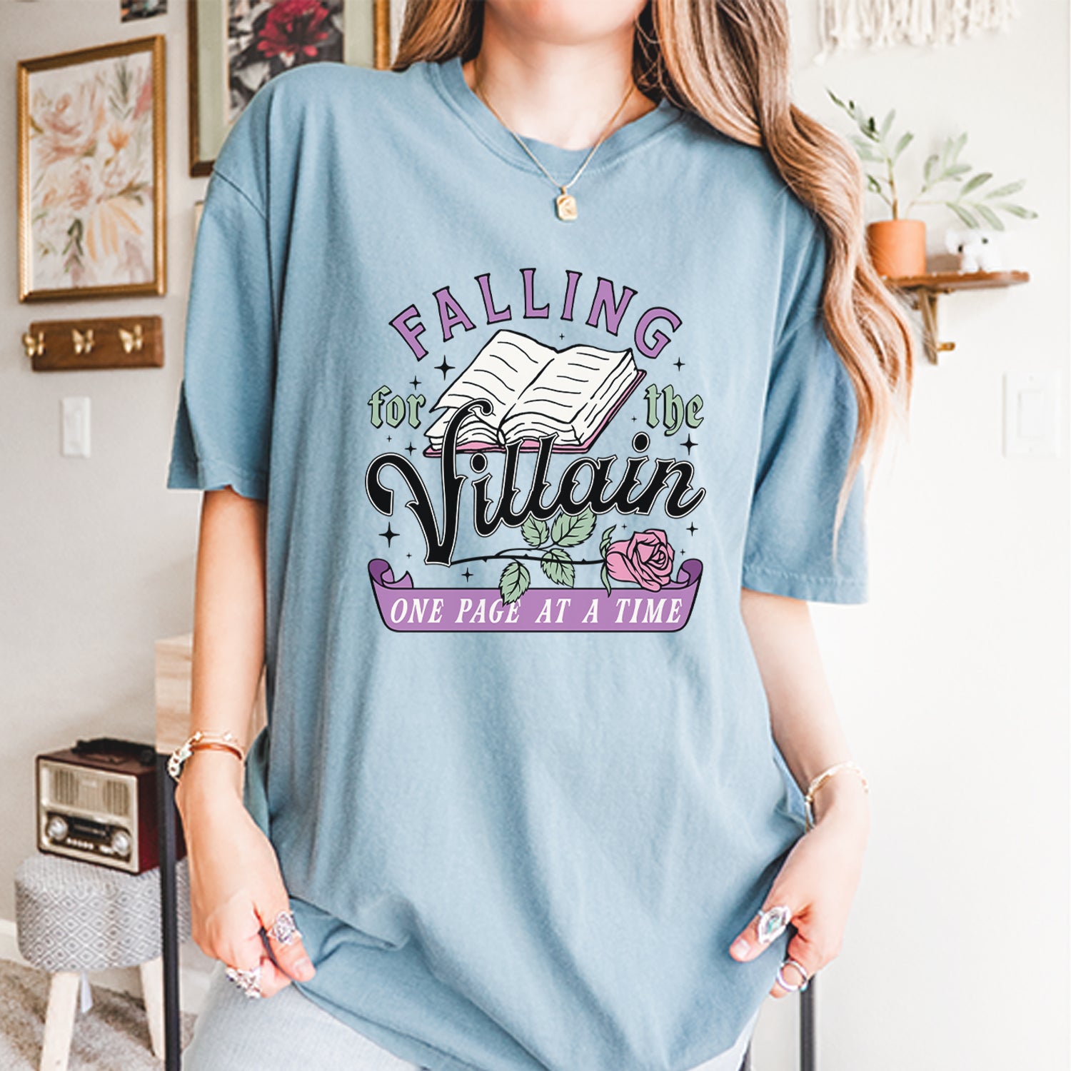 Falling For The Villain One Page At A Time Vintage Soft Unisex T-shirt 