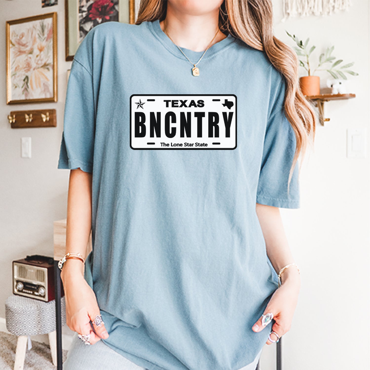 Texas License Plate BNCNTRY Vintage Soft Unisex T-shirt 