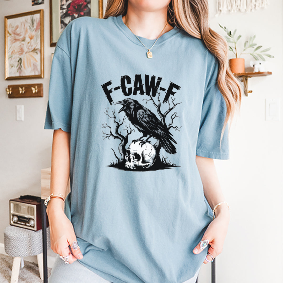 F-Caw-F Crow On Skull F-ck Off Gothic Vintage Soft Unisex T-shirt 