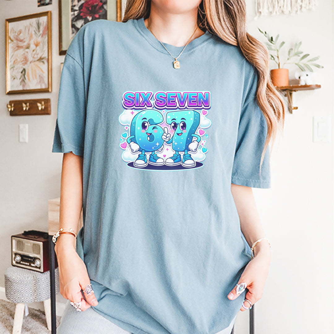 67 Six Seven Meme Kawaii Cloud Vintage Soft Unisex T-shirt 