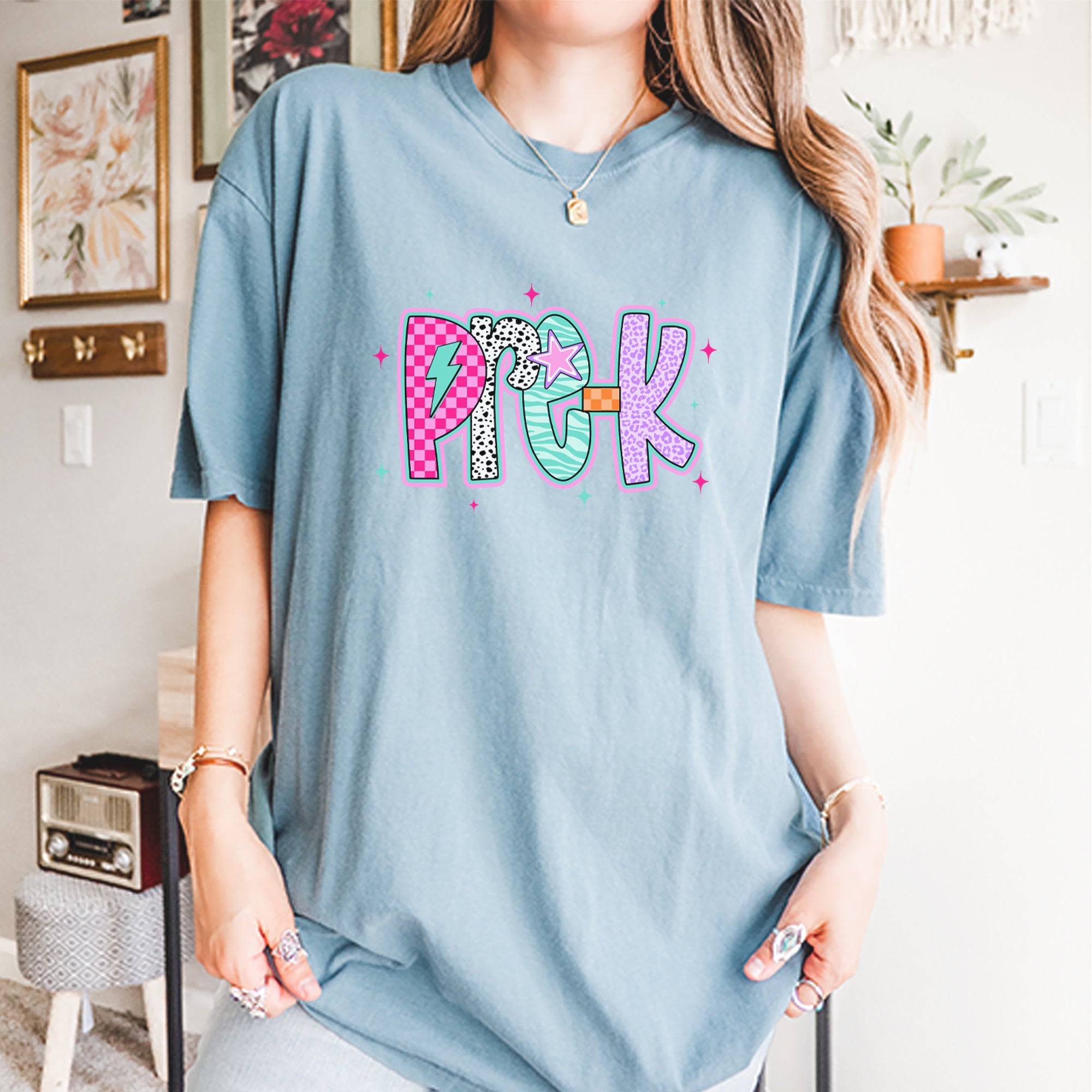 Pre-K Party Time Colorful Back to School Vintage Soft Unisex T-shirt 