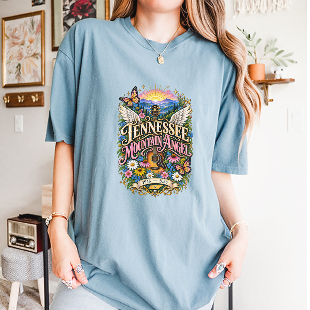 Tennessee Mountain Angel Wings Dolly Vintage Soft Unisex T-shirt 