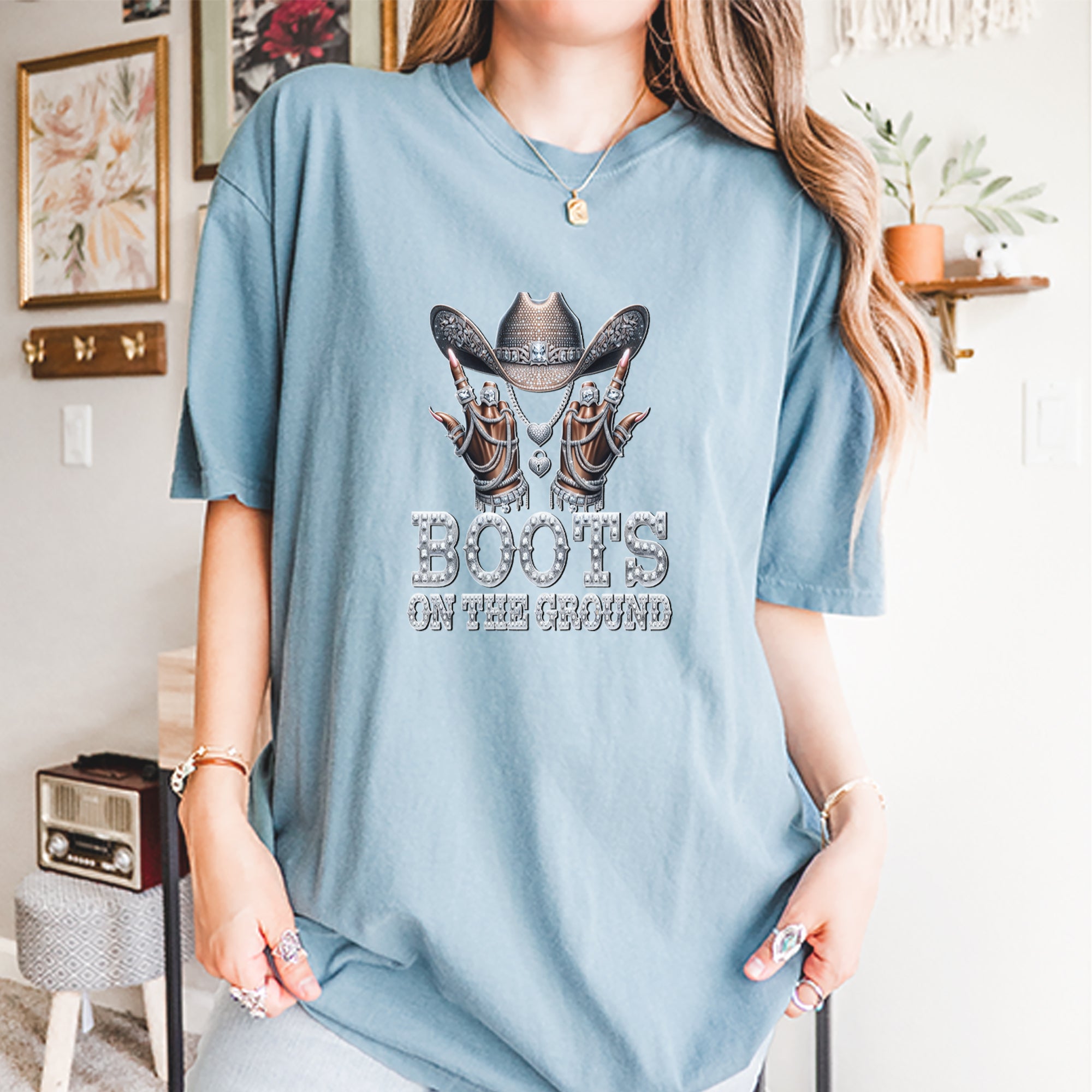 Boots On The Ground Bling Vintage Soft Unisex T-shirt 
