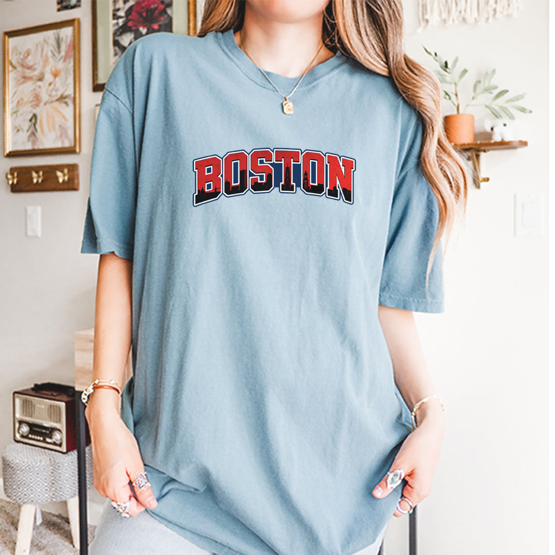 Boston City Pride Skyline Vintage Soft Unisex T-shirt 