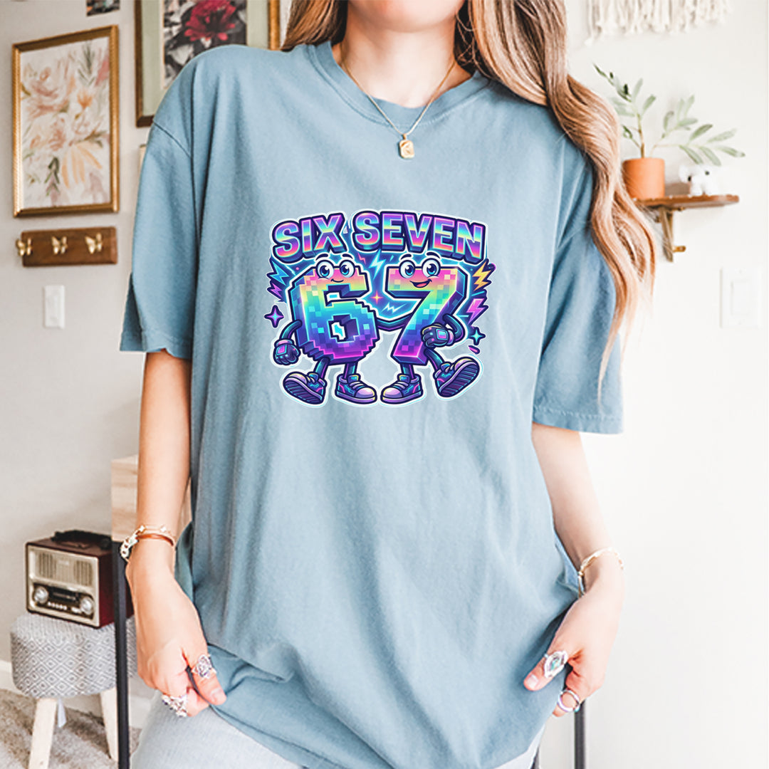 Six Seven 67 Retro Pixel Buddies Vintage Soft Unisex T-shirt 